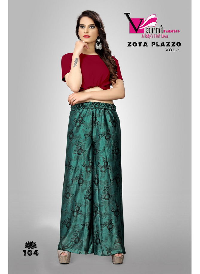 VARNI ZOYA PLAZZO VOL-1 LATEST COLLECTION OF IMPORTED LYCRA WITH SMOKE PRINT PLAZZO 